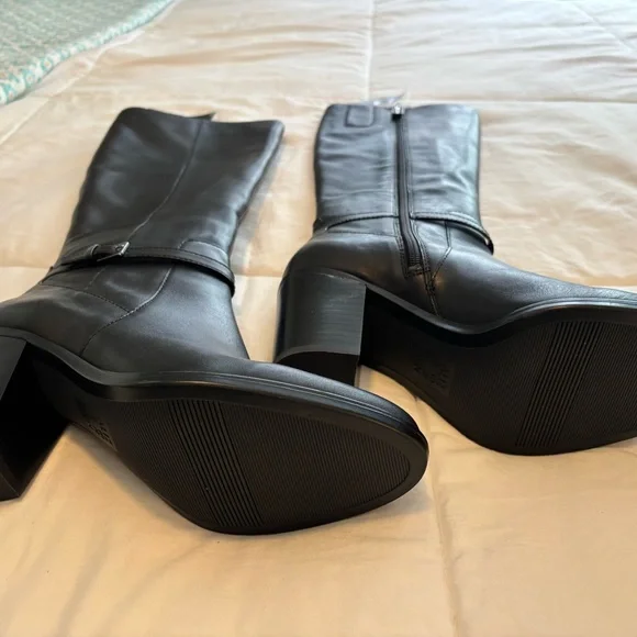 Naturalizer Black Heeled Genuine Leather Boots sz 8 Narrow Calf - Picture 2 of 13